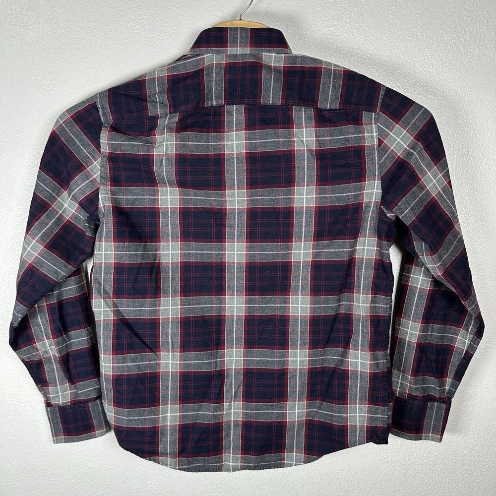 UNTUCKit Lightweight Flannel Button Up Shirt‎ Mens Medium Red Blue Gray Plaid